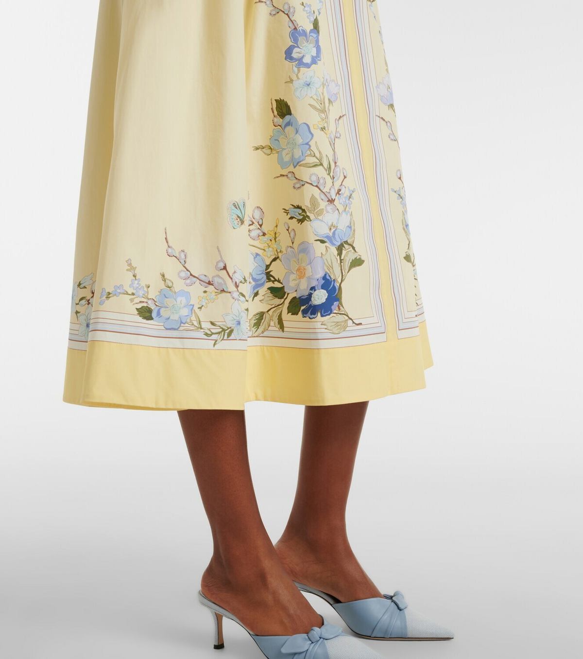 Self-Portrait Floral cotton poplin midi dress