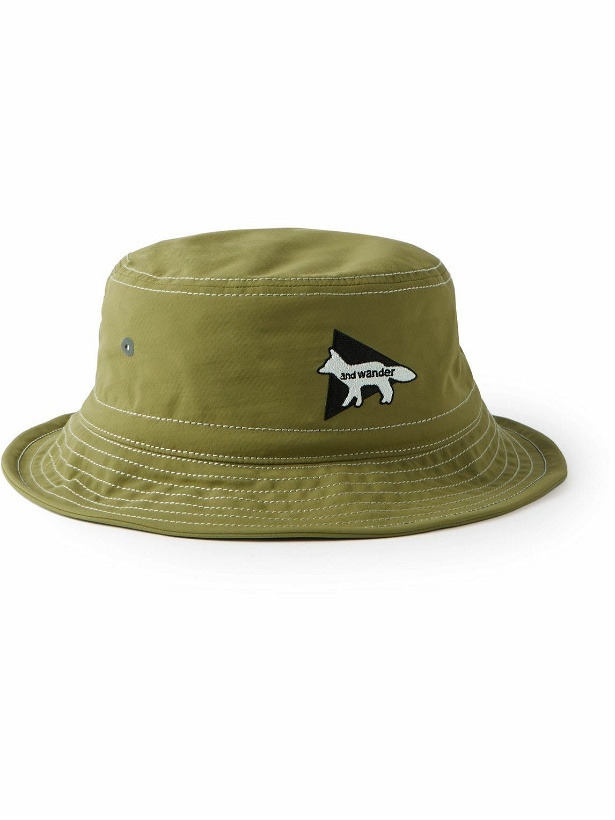 Photo: And Wander - Maison Kitsuné Logo-Embroidered Nylon Bucket Hat