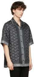 Versace Grey Silk Jacquard Monogram Shirt