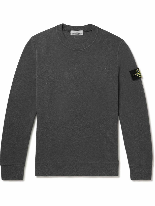 Photo: Stone Island - Logo-Appliquéd Cotton-Jersey Sweatshirt - Gray