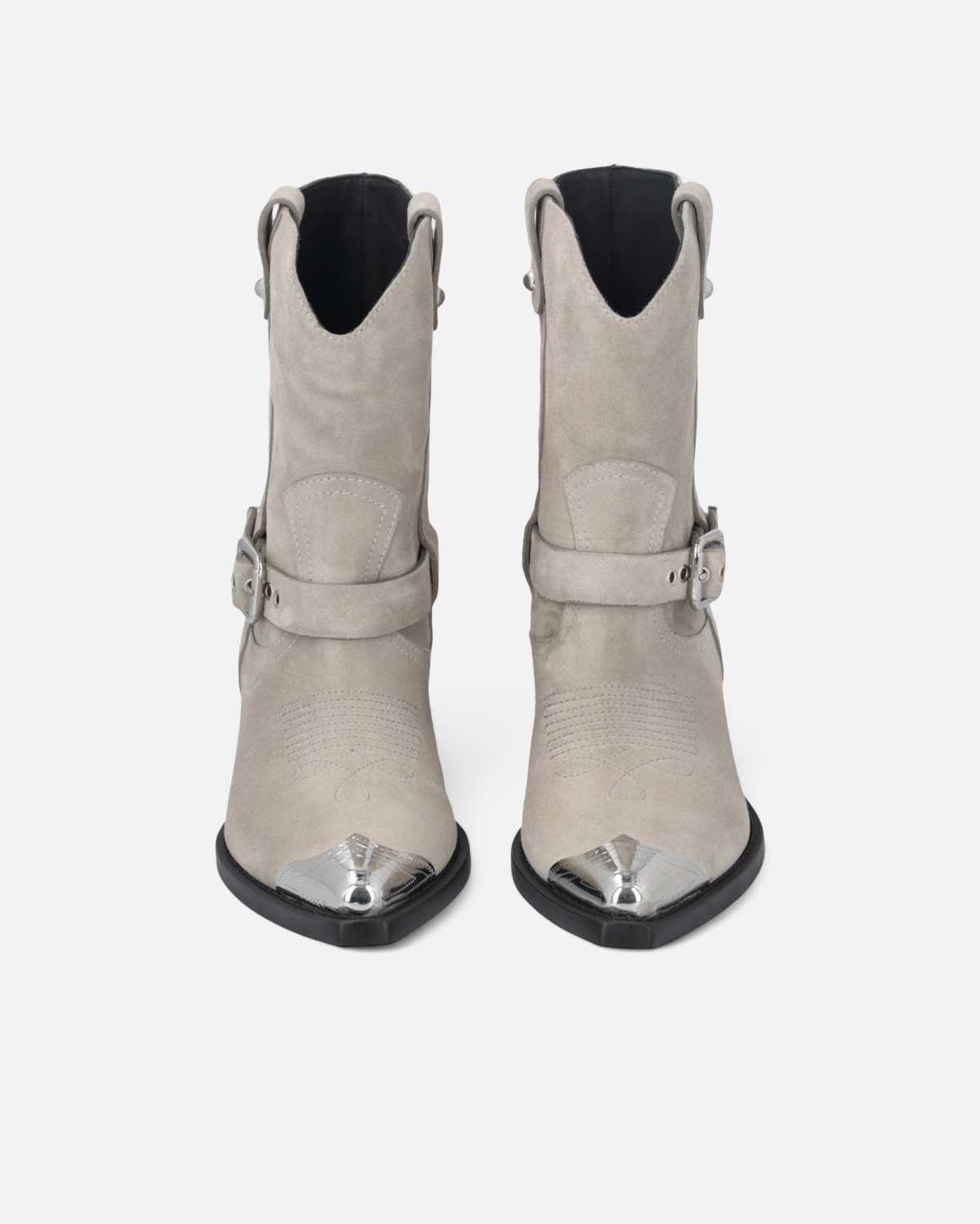 Pinko Texas Suede Boots With Metal Toe Sand