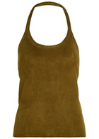 Stouls Cherry Halterneck Stretch-suede top Bronze