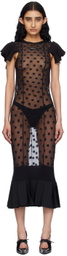 HODAKOVA Black Stocking Polka Dot Midi Dress