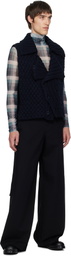 Dries Van Noten Navy Merino Wool Vest