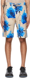 Paul Smith Blue & Beige Linen Monarch Rose Shorts