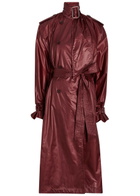 Saint Laurent Lavallière Double-breasted Nylon Trench Coat Bordeaux
