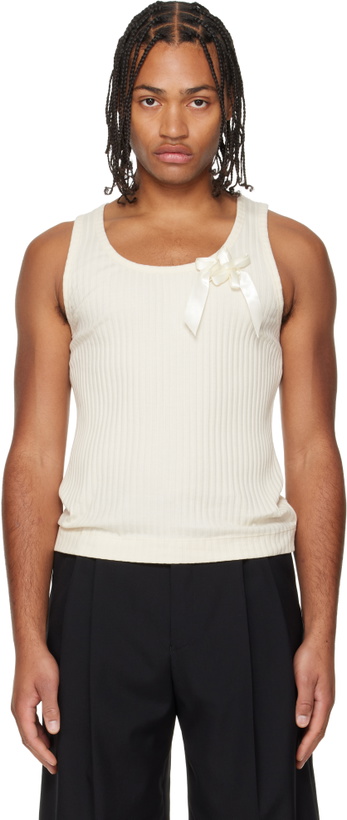 Photo: Simone Rocha Off-White Ribbon Daisy Tank Top
