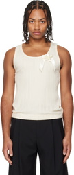Simone Rocha Off-White Ribbon Daisy Tank Top