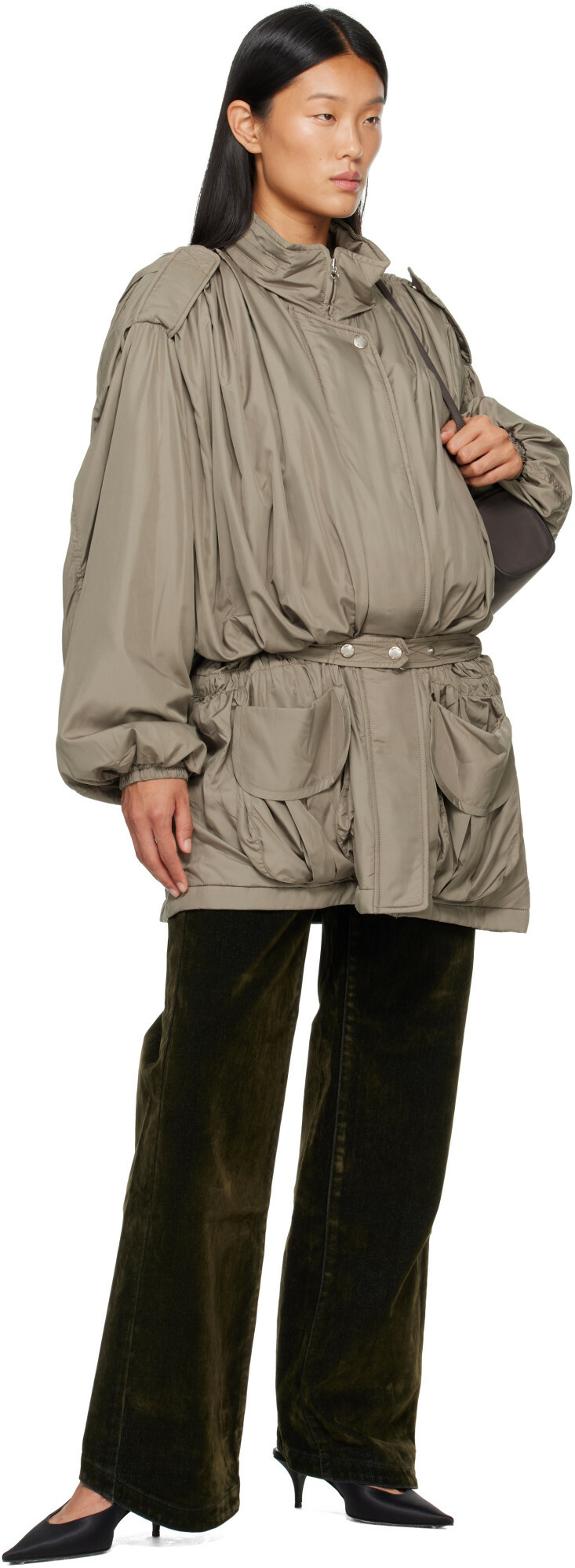 OPEN YY Khaki Belted Cargo Field Jacket