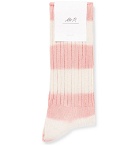 Mr P. - Ribbed Striped Cotton-Blend Socks - Antique rose