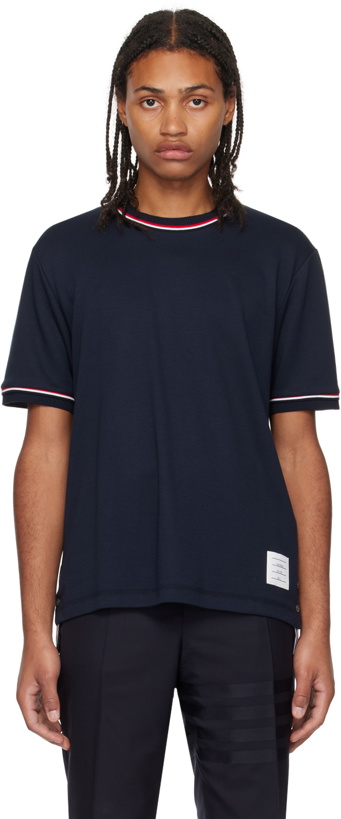 Photo: Thom Browne Navy Striped T-Shirt