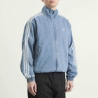 Adidas Men's Denim Firebird Track Jacket in Light Blue