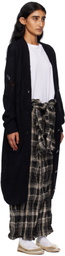 OPEN YY Black Alpaca Argyle Pointelle Long Cardigan