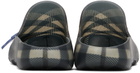 Burberry Gray Check Rubber Stingray Clogs