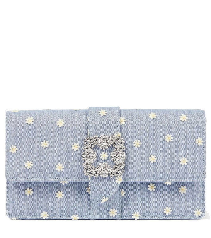 Photo: Manolo Blahnik Capri embellished chambray clutch