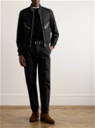 TOM FORD - Leather-Trimmed Wool and Silk-Blend Bomber Jacket - Black