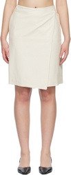 Loulou de Saison Off-White GORA Ostrich-Effect Wrap Leather Midi Skirt
