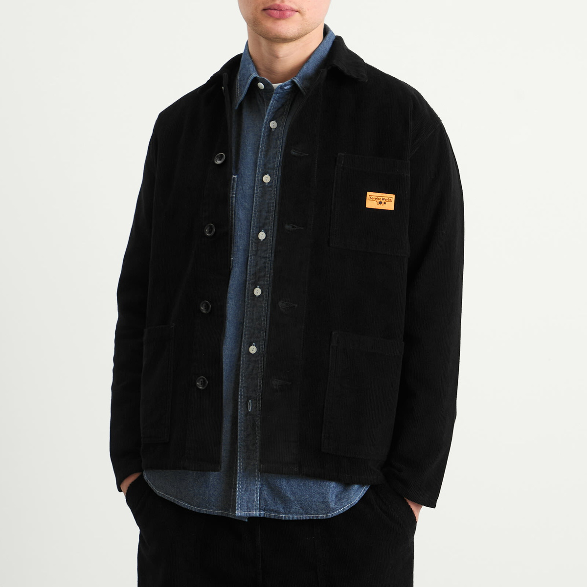 Service Works Men's Corduroy Chore Shirt in Black