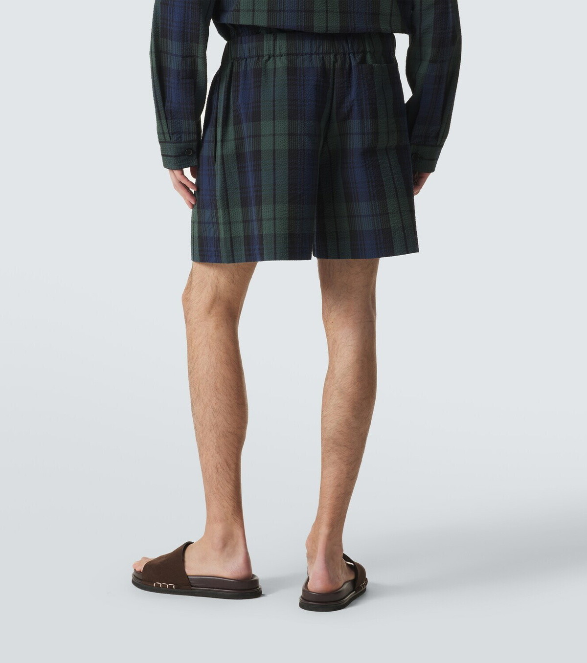 JW Anderson Checked cotton seersucker shorts