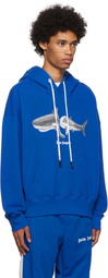 Palm Angels Blue Cotton Hoodie