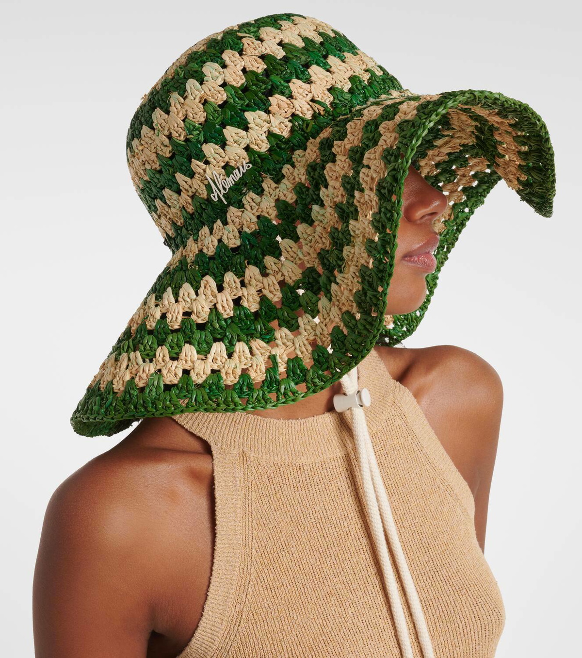 Alémais Poppy striped crochet raffia sun hat