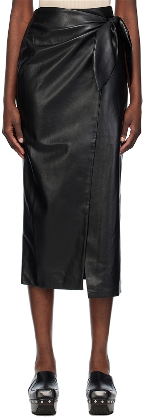 Photo: Nanushka Black Carola Vegan Leather Midi Skirt