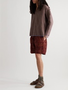 Karu Research - Embroidered Selvedge Cotton Polo Shirt - Brown
