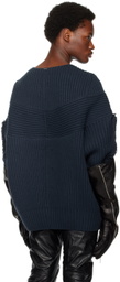 System Blue Fringe Sweater