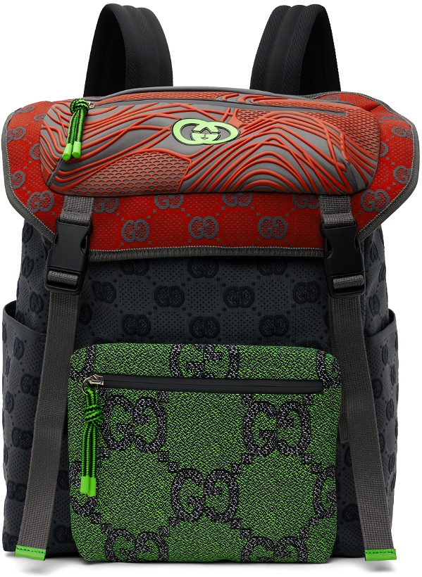 Photo: Gucci Gray & Green GG Backpack