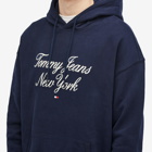 Tommy Jeans Men's Luxe Serif NY Hoodie in Dark Night Navy