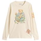 Story mfg. Men's Grateful Long Sleeve T-Shirt in Ecru Patchwork Bear