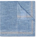Brunello Cucinelli - Polka-Dot Linen and Cotton-Blend Pocket Square - Blue