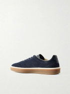 Loro Piana - Tennis Walk Leather-Trimmed Suede Sneakers - Blue