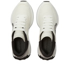 Alexander McQueen Men's Seal Logo Vintage Runner Sneakers in White/Black