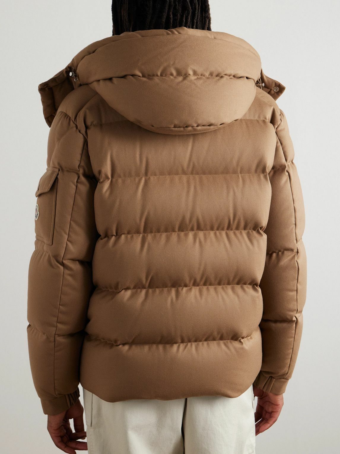 【極美品】MONCLER モンクレール ウール 羊毛 ブラウン フリンジ Moncler - Logo-Appliquéd Quilted Wool-Flannel Hooded Down Jacket