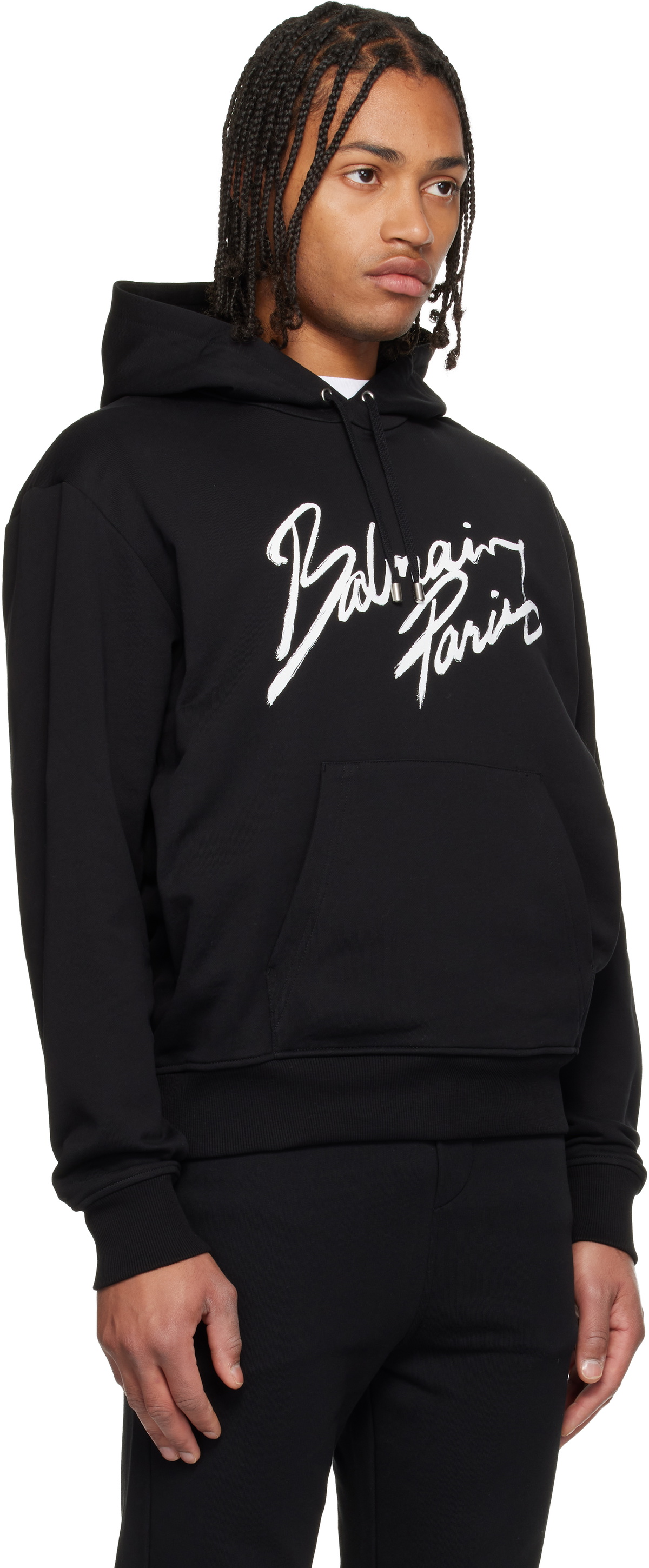 Balmain Black 'Balmain Paris' Writing Hoodie