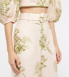 Zimmermann - Floral linen high-rise wide-leg pants