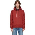 Naked and Famous Denim Red Heavyweight Terry Zip Hoodie