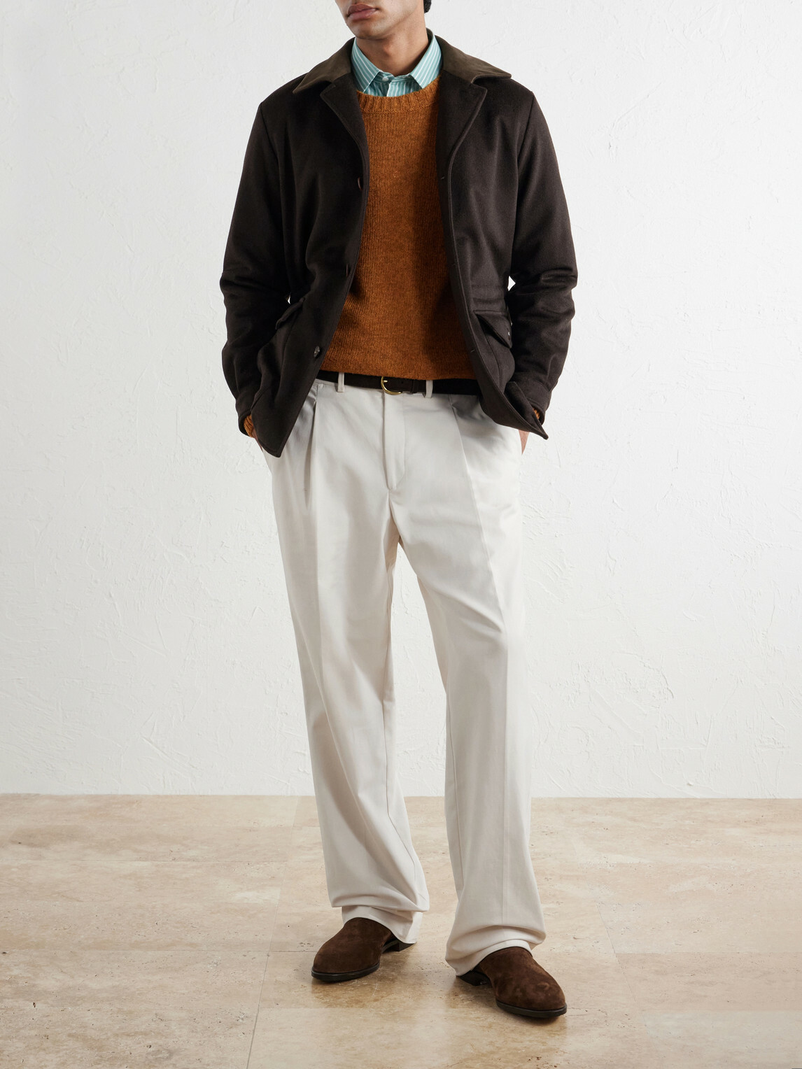 Caruso - Dalila Suede-Trimmed Wool Jacket - Brown