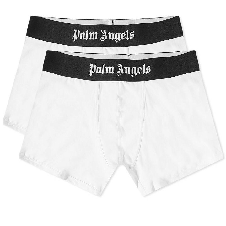 Photo: Palm Angels Men's Logo Boxer - 2 Pack in White/Black