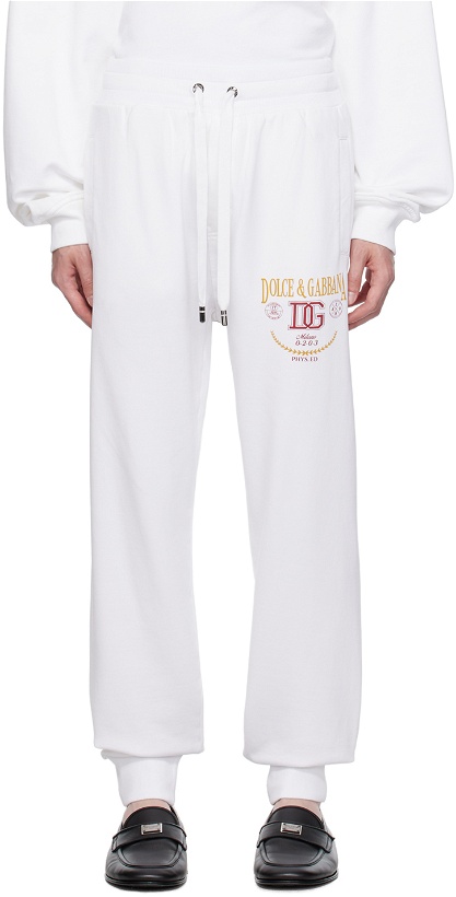 Photo: Dolce & Gabbana White Printed Sweatpants