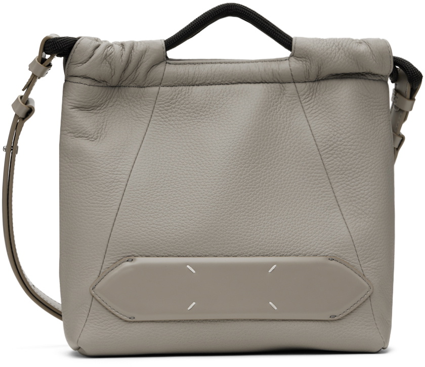 LOGO DRAWSTRING SHOULDER BAG GRAY