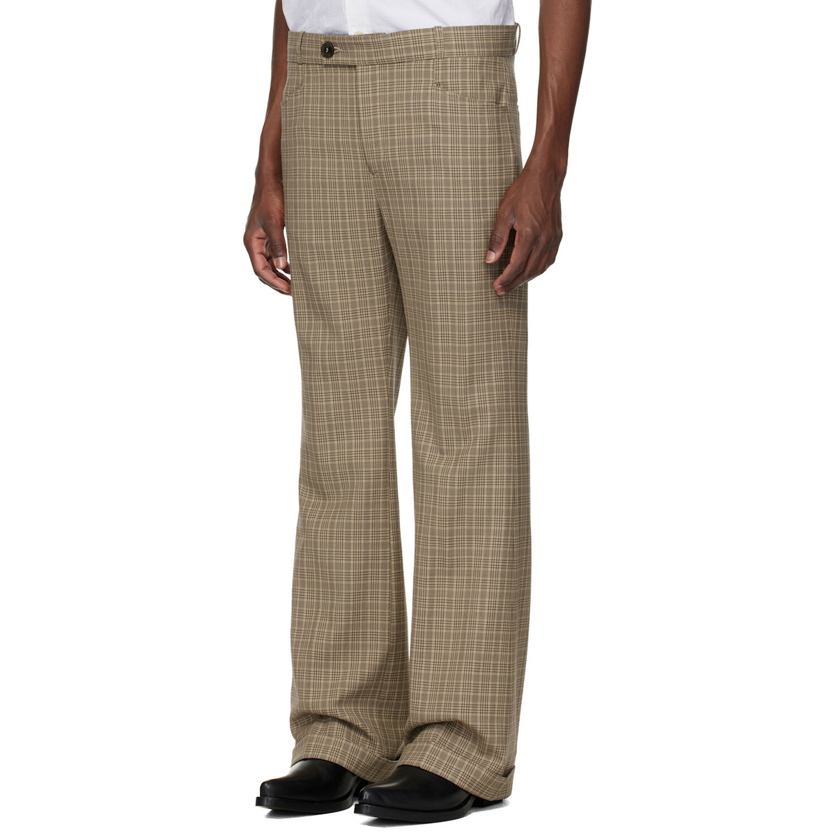 Ernest W. Baker Brown Cuffed 70s Trousers