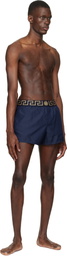 Versace Navy Greca Swim Shorts