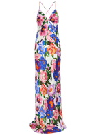 Borgo DE Nor Olive Floral-print Satin Maxi Dress Multicoloured