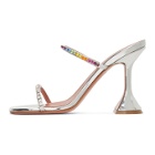 Amina Muaddi Silver Gilda Rainbow Heels