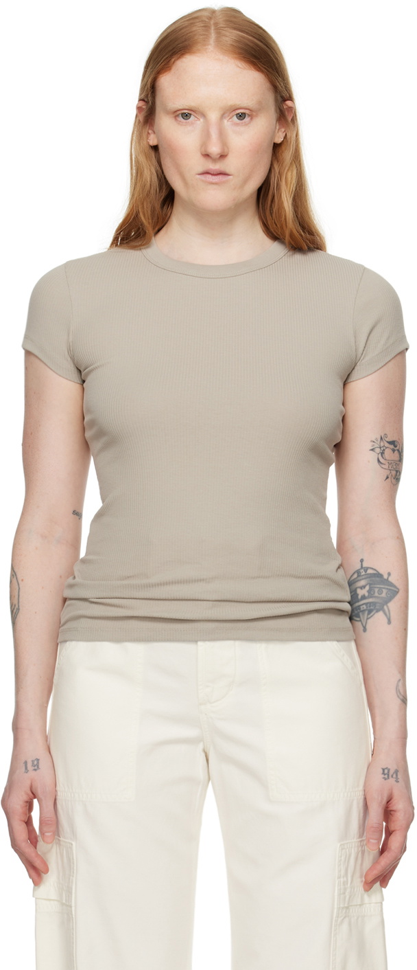 Filippa K Taupe Fine Rib T-Shirt