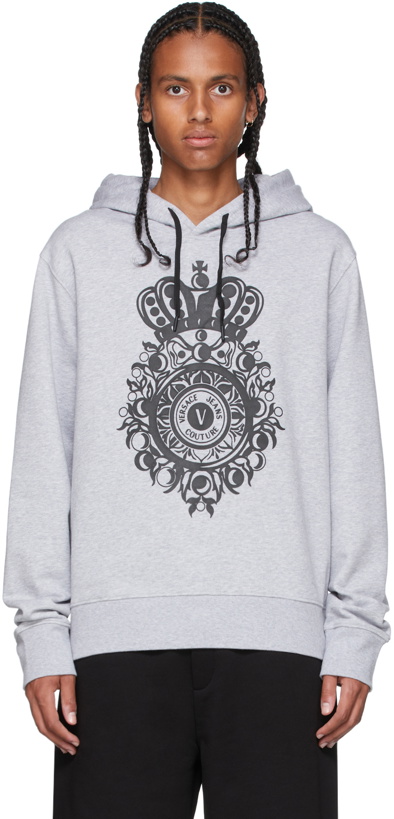 Photo: Versace Jeans Couture Grey V-Emblem Hoodie