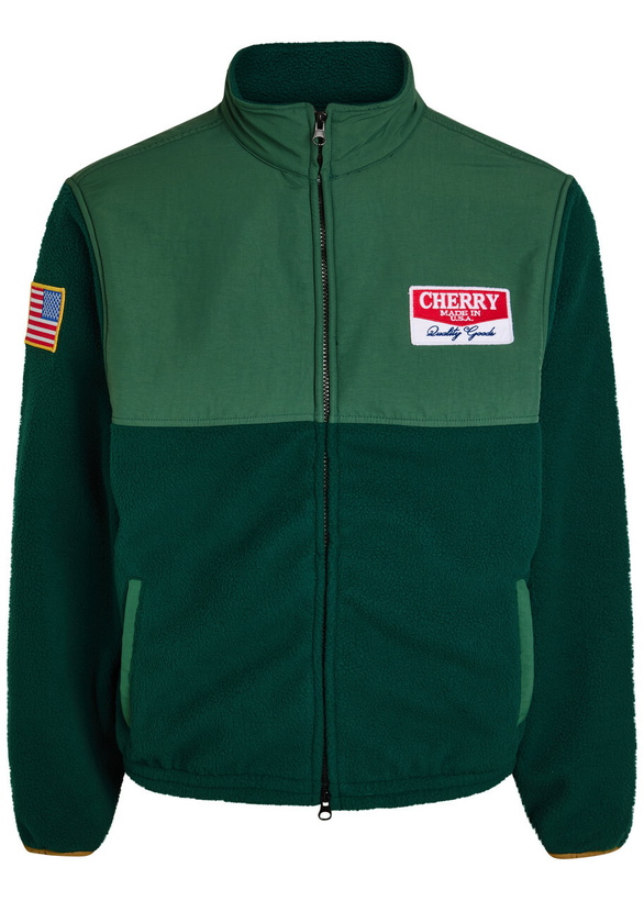 Photo: Cherry Los Angeles Racing Appliquéd Panelled Fleece Jacket Green