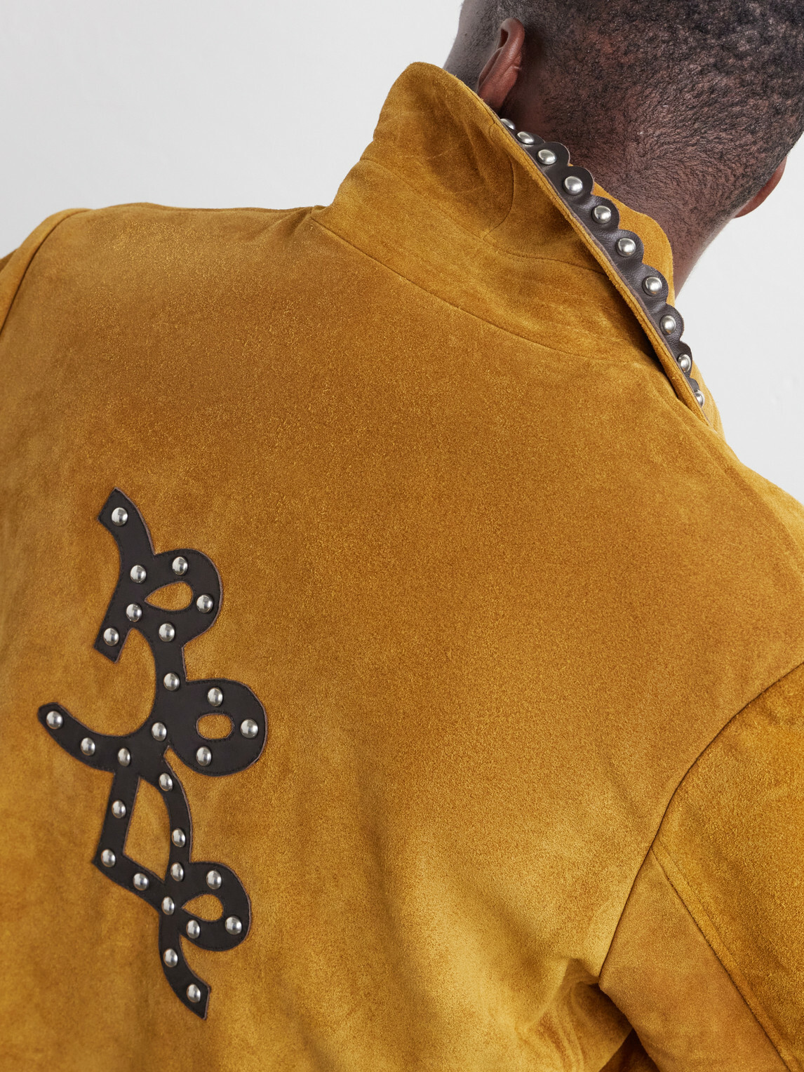 BODE - Carson Studded Leather-Trimmed Suede Jacket - Yellow